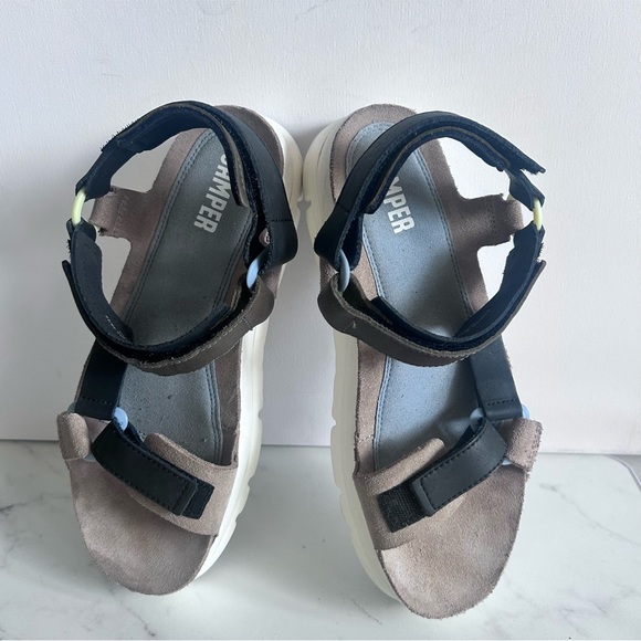 Camper Oruga Up Black Taupe Sandals Women Size 10 - Picture 6 of 15